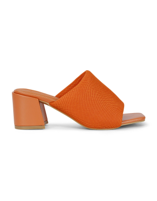 Orange Square Toe heels