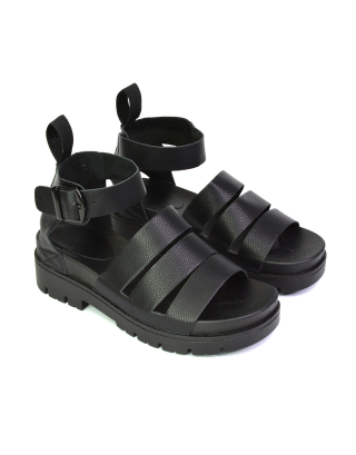 black flatform sandals