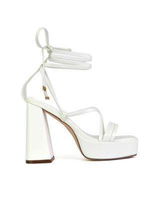 white platform heels