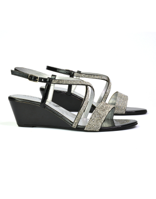 black sandal wedge heels