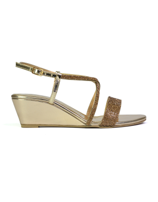 gold sandal wedge shoes