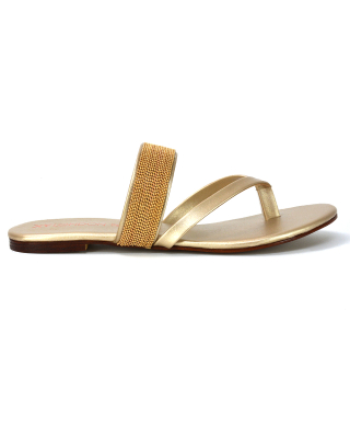 gold chain sandals, gold sandals, gold flip flops