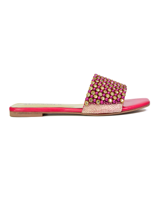 pink diamante sandals