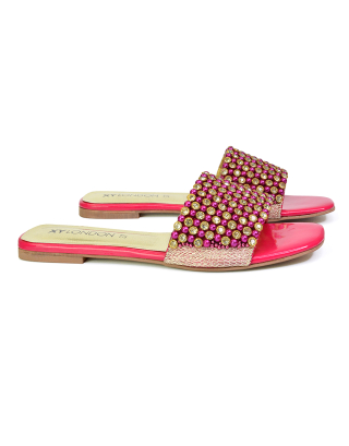 pink diamante sandals
