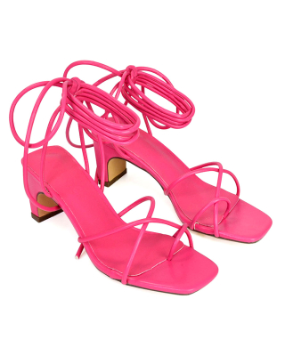 pink lace up heels