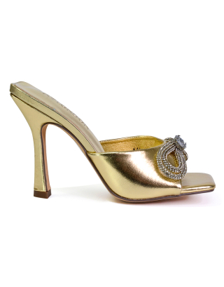 gold square toe heels