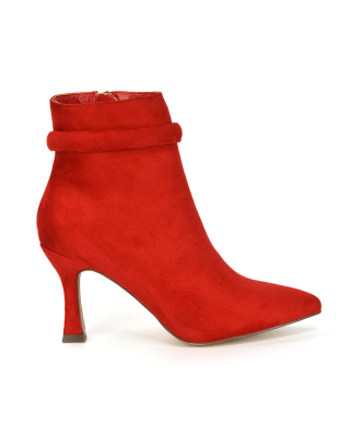 Red High Heel Ankle Boots