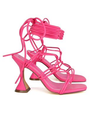 pink square toe heels