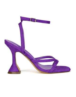 purple strappy heels, purple heels, purple high heels
