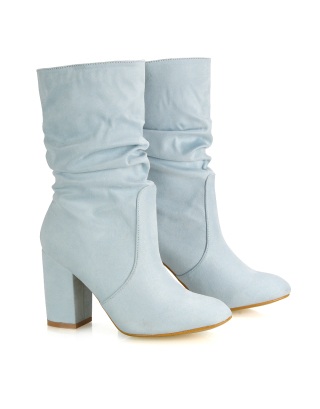 blue faux suede boots