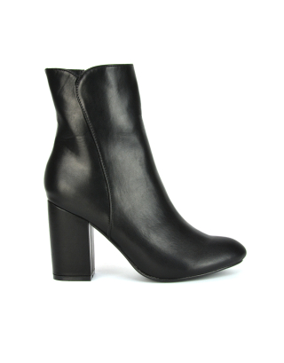 Black Block Heel Ankle Boots, Black Boots, Black Ankle Boots