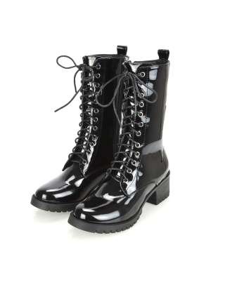 black patent boots