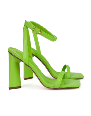 green strappy heels