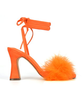 Glow Girl Orange Croc Lace Up Platform Heels | Public Desire