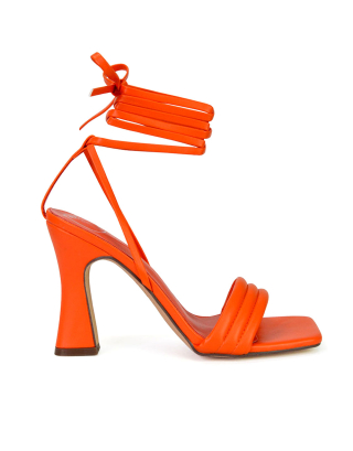 orange mid heels