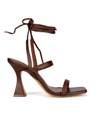 brown flared heels