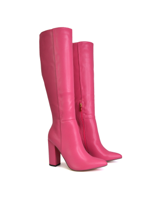 Pink Womens Boots, Pink Boots, Pink Knee High Boots