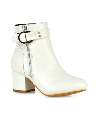 white boots, white heeled boots, white ankle boots