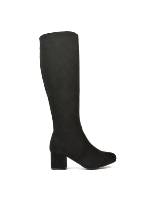 black heeled boots