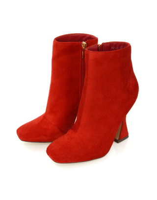 Red Boots, Red Ankle Boots, Red Heeled Boots