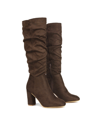 brown block heeled boots