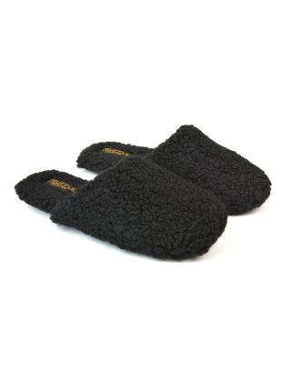 black borg slippers
