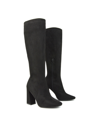 boots, heeled boots, knee high boots