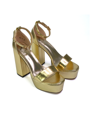 gold platform heels