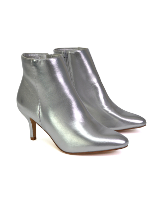silver high heel boots
