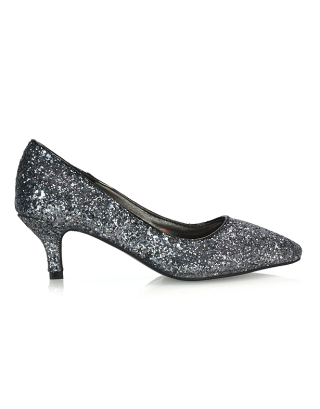 black glitter heels