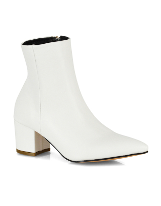 white boots, white ankle boots, white heeled boots