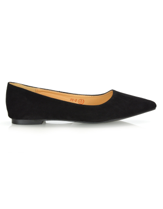 Alessia Flat Pointed Toe Low Heel Slip on Bridal Ballerina Pump Shoes in Black