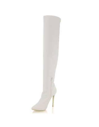 White Long Boots, white boots, white heeled boots