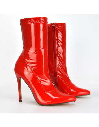 Red Patent Knee High Boot, Shoes