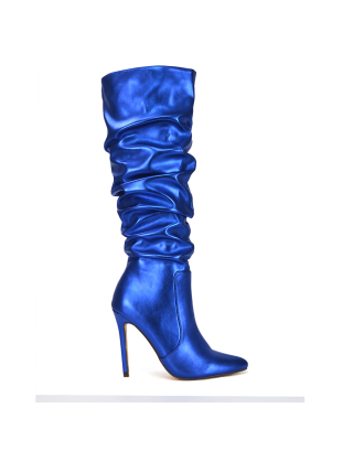 Blue Heeled Boots, blue boots, blue knee high boots