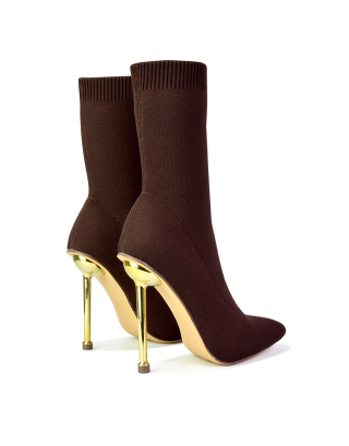 brown sock boot heels
