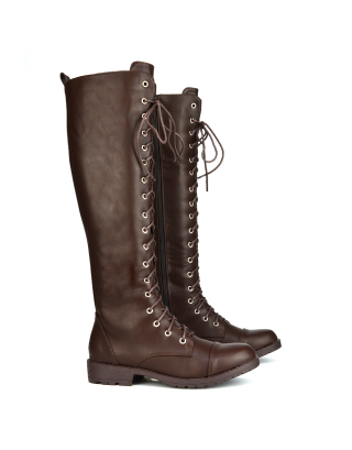 brown biker boots, brown knee high boots, brown boots