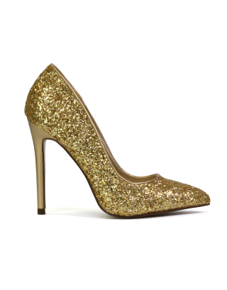 gold court shoes