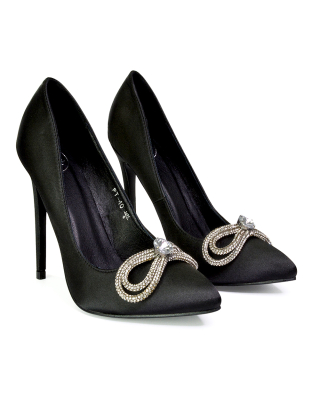 black bridal heels