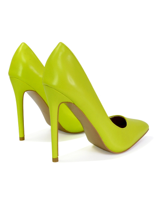 green stiletto high heels