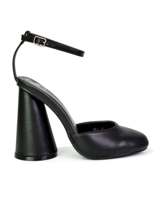 black cylinder heels