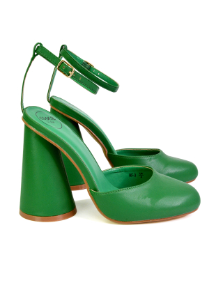 green strappy heels