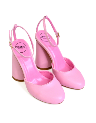 pink cylinder heels