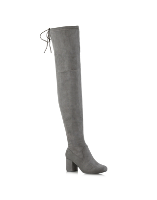 CHRISSY GREY FAUX SUEDE THIGH HIGHS 