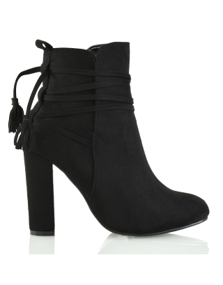 JAMIE BLACK FAUX SUEDE BOOTS, black boots, black ankle boots