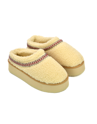 beige platform slippers