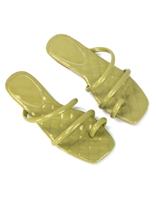 Green Quilted Sandals