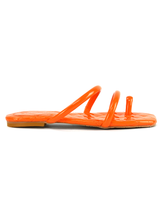 Orange Quilted Sandals