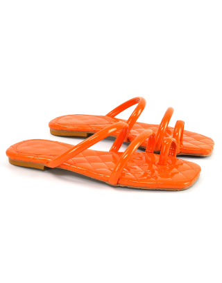 Orange Quilted Sandals