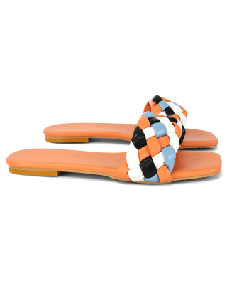 Orange Woven Strap Sandals